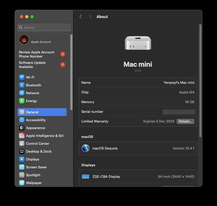 Mac Mini M4 16/256, как новый