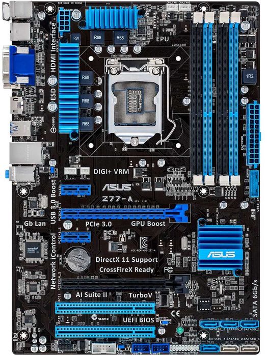 Дъно Дънна платка ASUS Z77-A LGA 1155 DDR3 OVERCLOCK