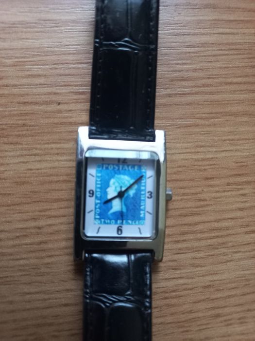 Ceas Richard Borek , "Blaue Mauritius" ,Elisabeta a II-a, curea piele