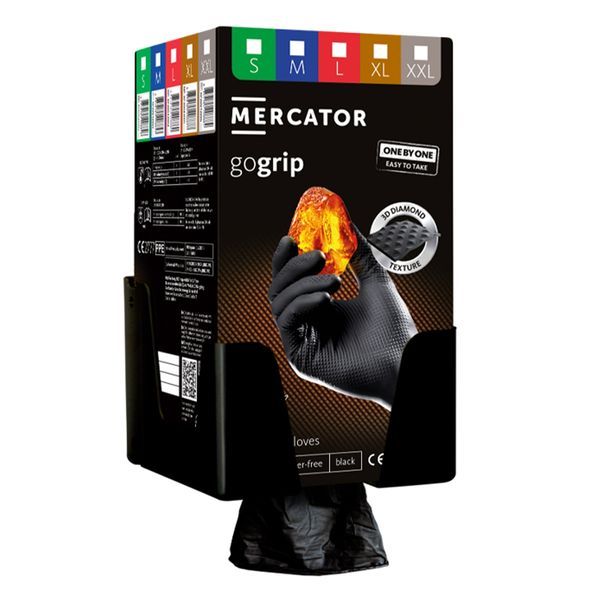 Премиум нитрилни ръкавици mercator gogrip one by one черни, размер xl,