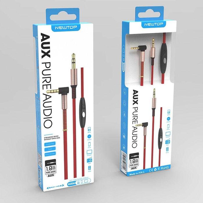 Cablu NEWTOP pure audio AUX06 100cm aux jack 3.5mm microfon integrat