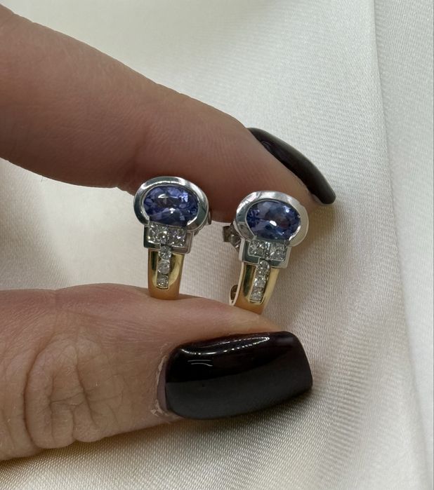 Cercei din aur cu tanzanite si diamante