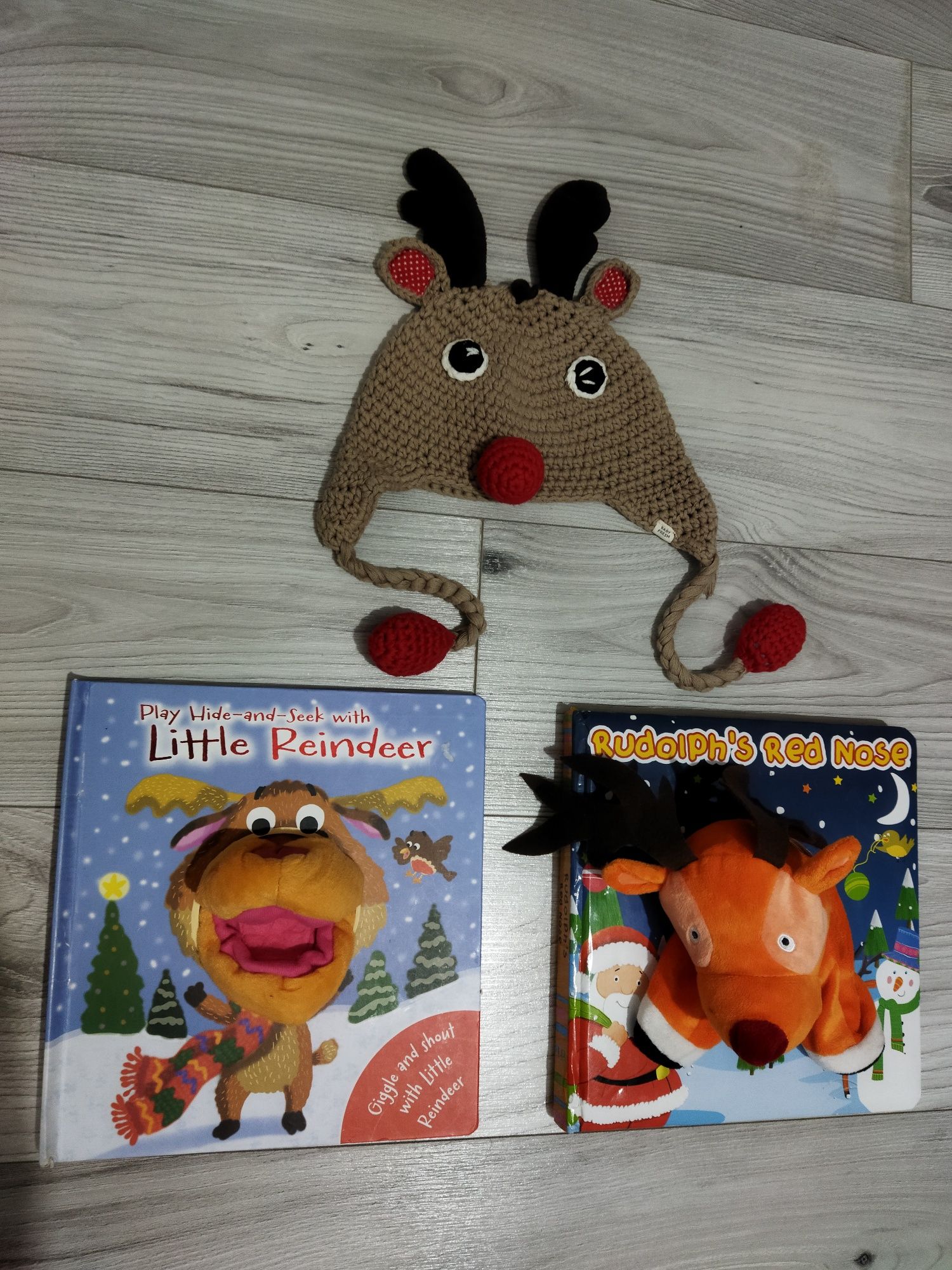 Set superb 2 cărți cartonate cu marionete ren povesti de Crăciun
