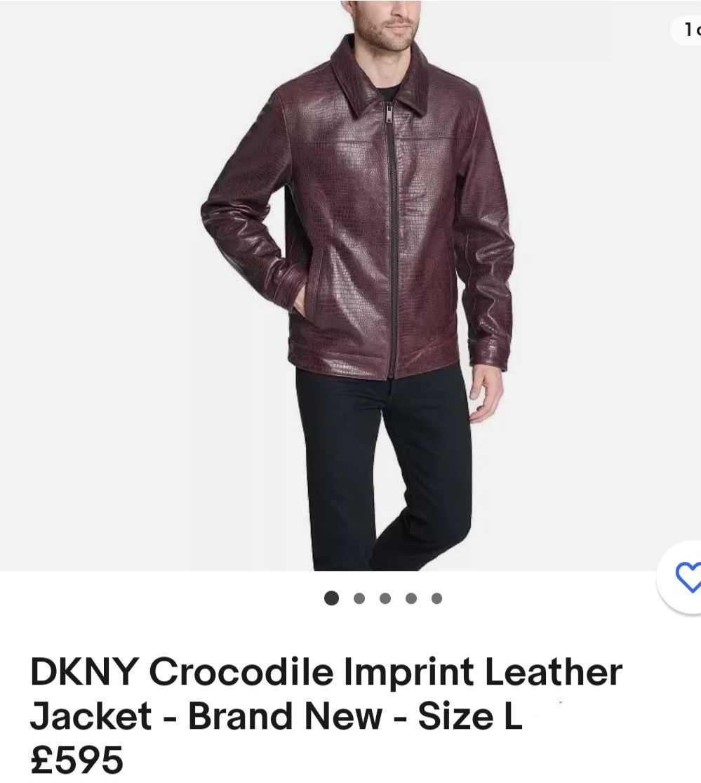 Geaca de piele DKNY Croc Embossed marime M / L