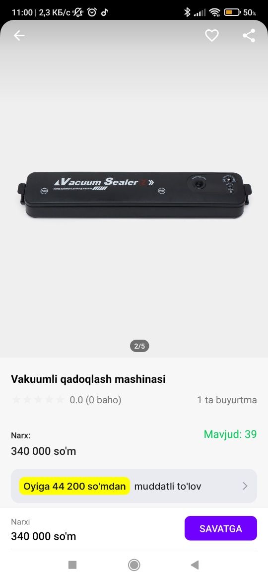 Vakum qadoqlash mashinasi