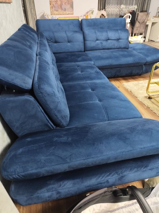 Colțar catifea bleu extensibil