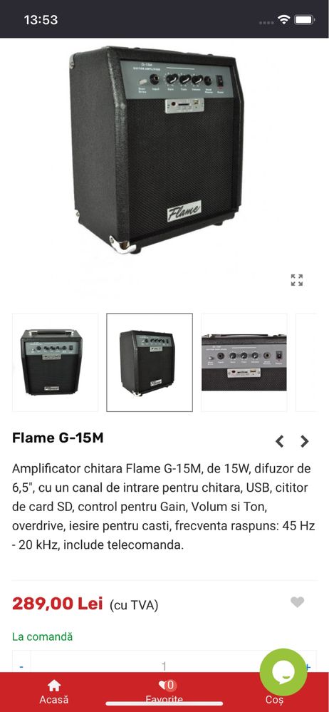 Amplificator chitara / orga Flame G-15M 15W, ca nou