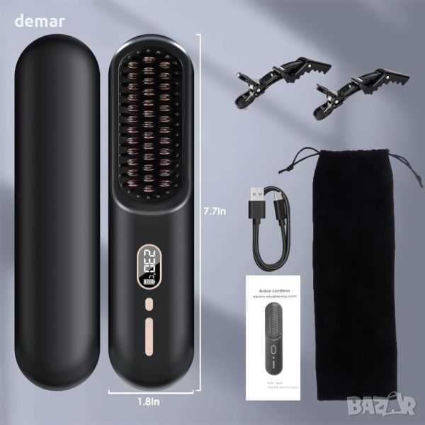 Smofrees USB акумулаторна преса за коса с горещ гребен, черна