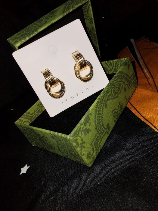 Cercei otel inoxidabil suflati cu aur