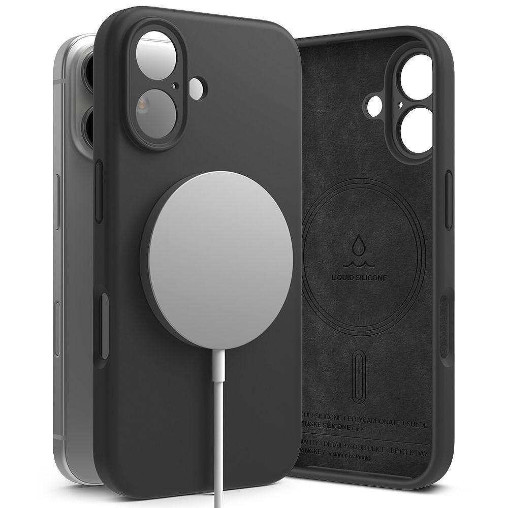 Кейс ringke silicone magnetic magsafe за iphone 16 - черен