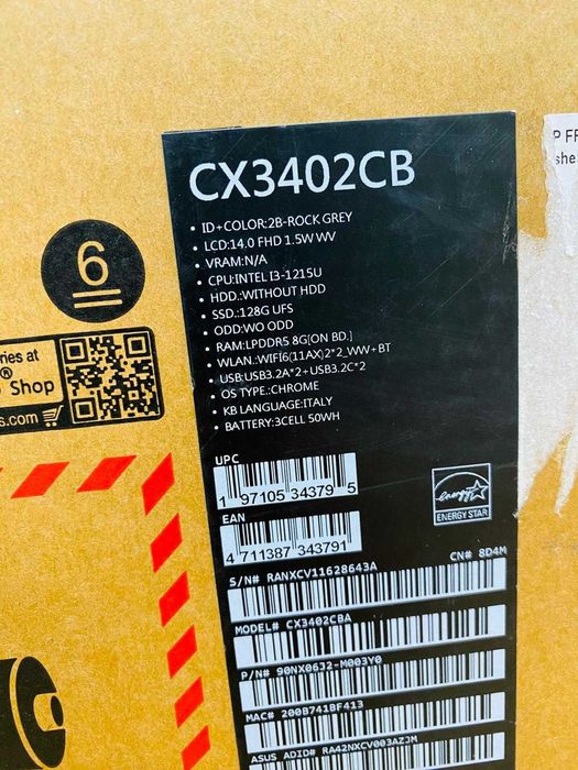 ASUS Chromebook Plus CX3402CB, Intel Core i3-1215U 8/128GB, Nou