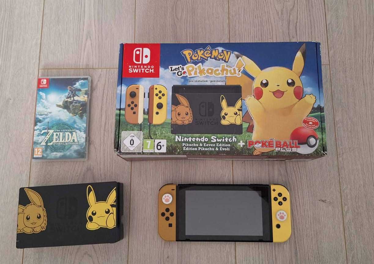 Nintendo Switch - Let's go Pikachu Edition + cont cu jocuri