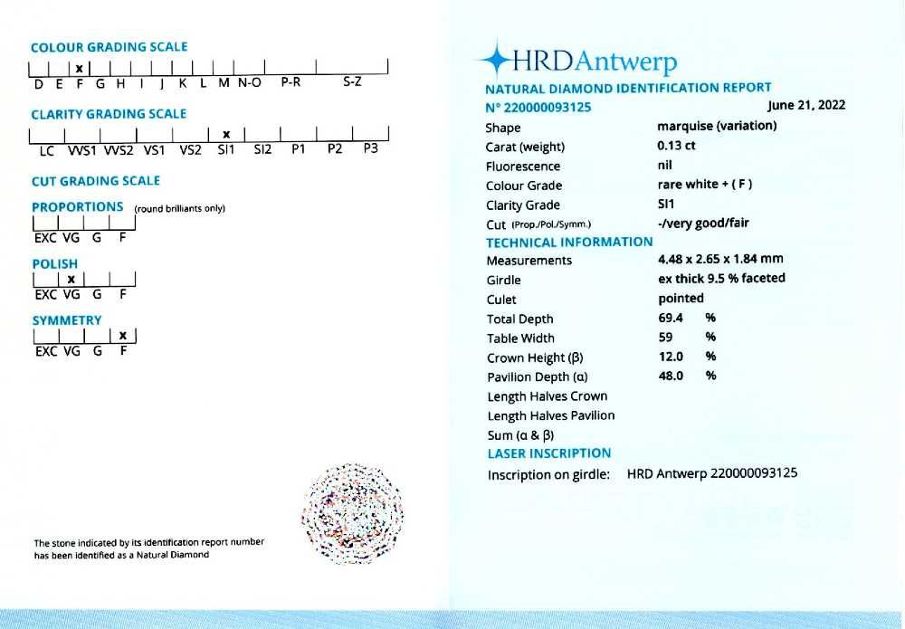 Diamante marquise nemontate 0,11-0,32 ct., HRD Antwerp(8861,9151,9472)