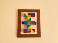 Tablou decorativ handmade din cuburi colorate - Geometric run