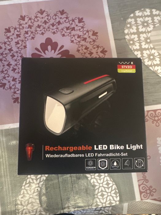 set de lumini LED reîncărcabile pentru bicicletă