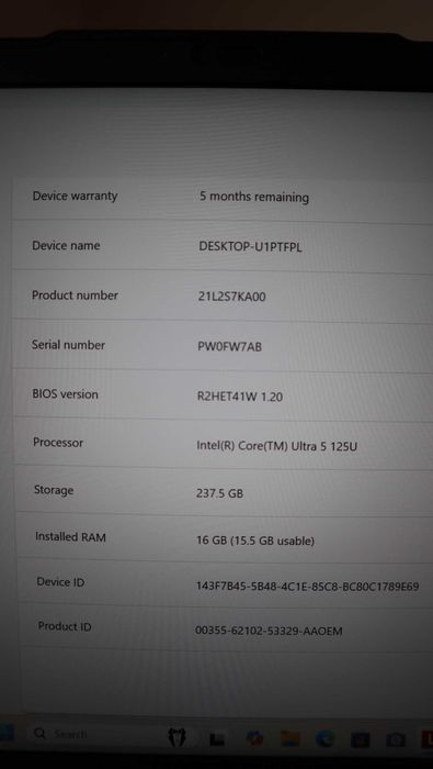 Lenovo ThinkPad L14 5 Gen / i5 ULTRA 125U / SSD 256GB / 16GB
