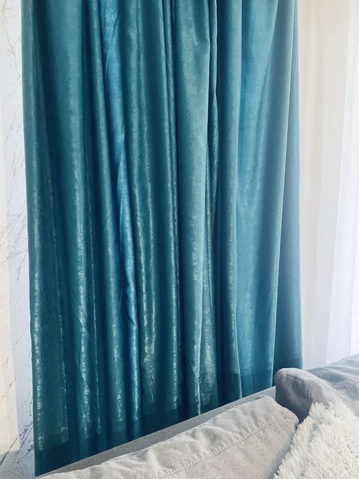 2бр готови завеси в тюркоаз+ подарък 2 деко възглавнички