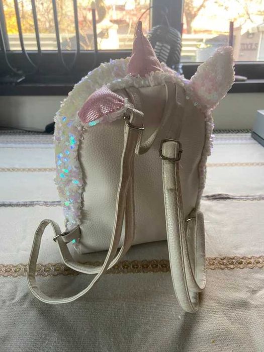 Rucsac fete Chic Color cu paiete albe