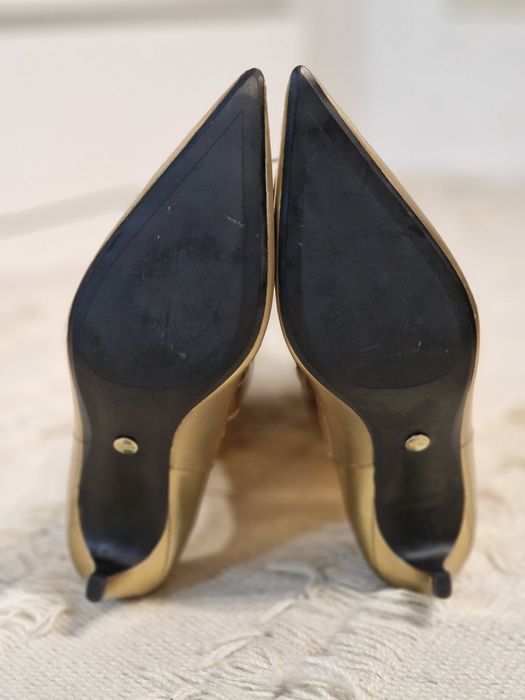 Cizme Zara aurii din piele naturală (mărimea 39/40)