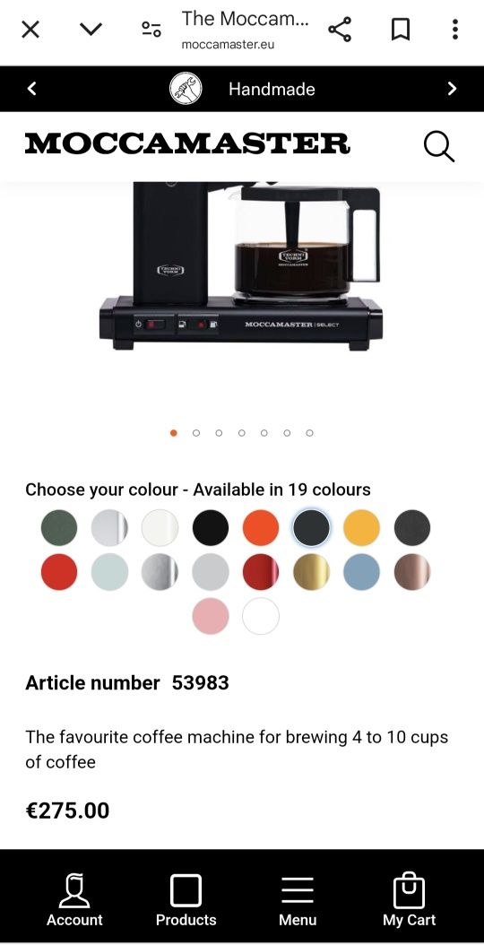 Moccamaster KBGV  Select Matt Black 1520W, 1.25л,филтърна кафемашина