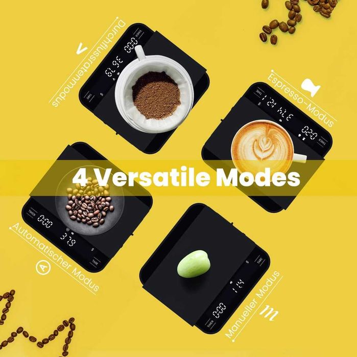 Cantar digital pentru cafea cu cronometru și 4 moduri – Negru, max 2kg