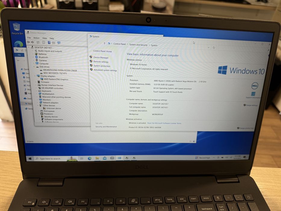 Laptop Dell Inspiron 15 3000, AMD Ryzen 5 3450U, 12GB/256GB SSD+750HDD