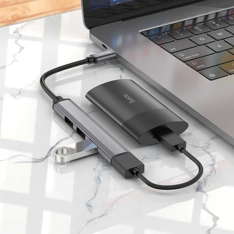 Hoco HB26 Type-C Hub USB3.0+USB2.0 support up to 1Tb hard drive