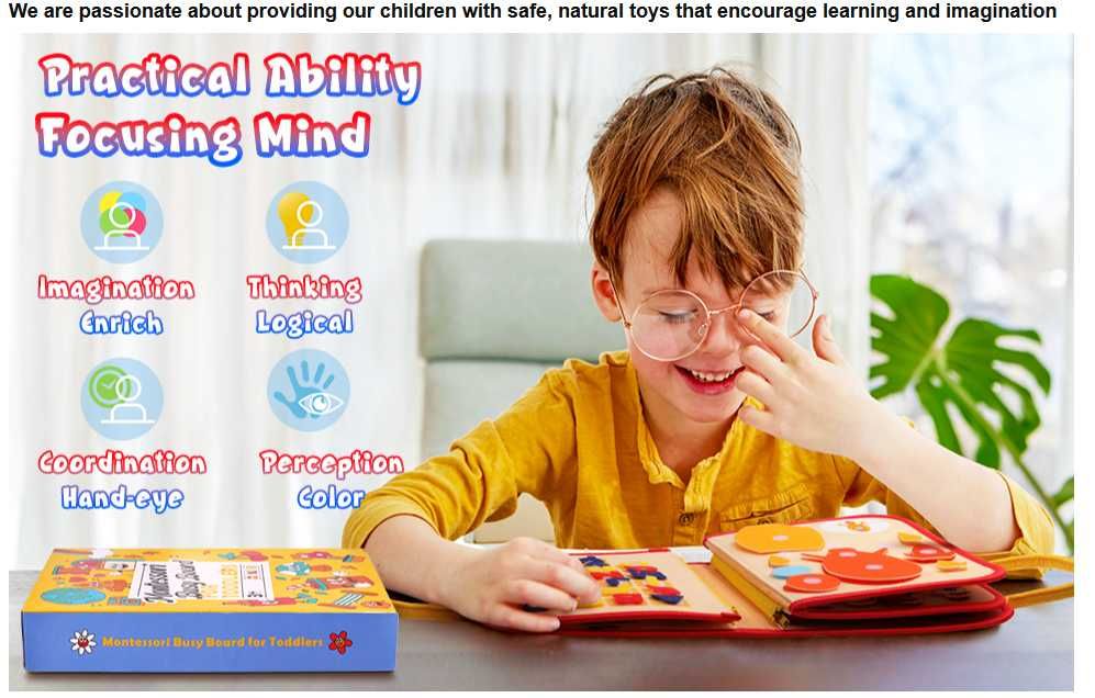 Mapa cu activitati pentru copii Montessori Busy Board for Toddlers