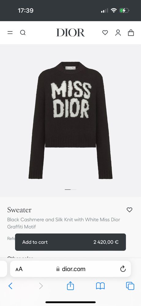 Dior дамски пуловер блуза S M