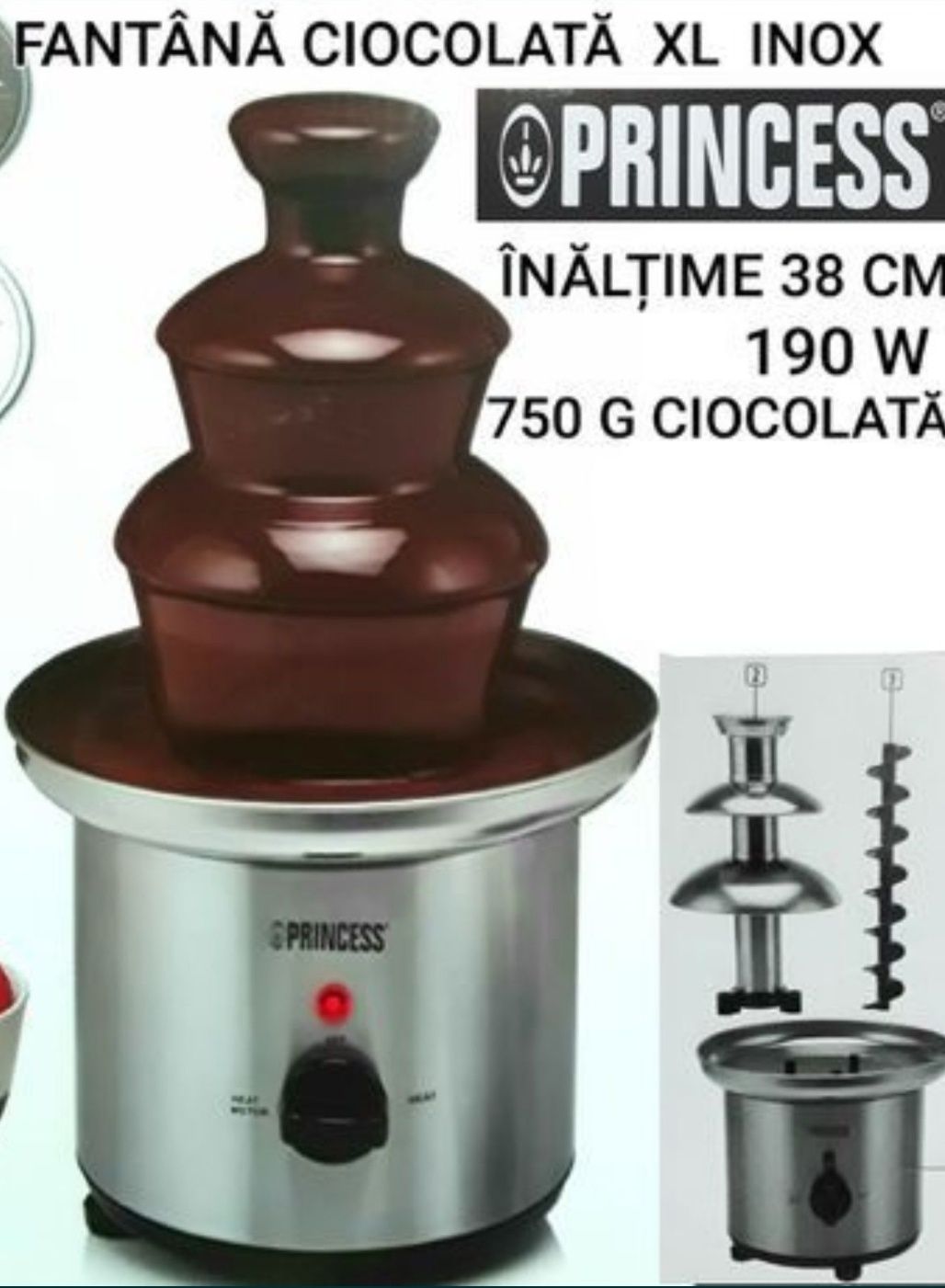 FÂNTÂNA pentru Ciocolată XL INOX PRINCESS 190 W - NOUĂ - 190 Lei
