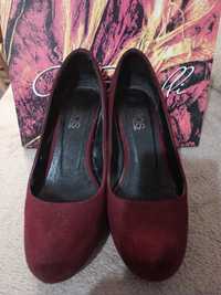 Обувки Ellos, цвят бордо, велур