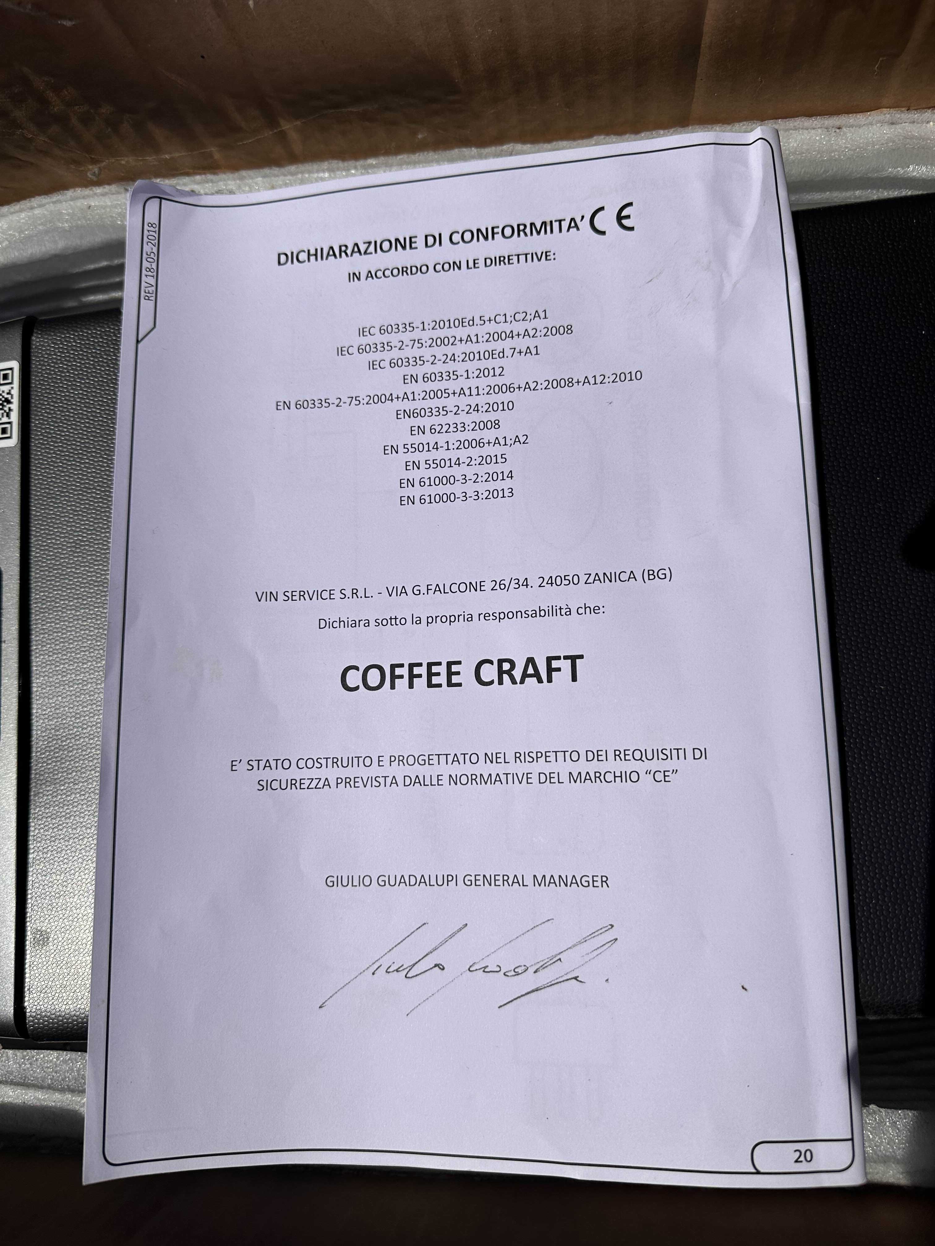 Masina De Cafea Cold Brew Vinservice Coffee Craft Originala