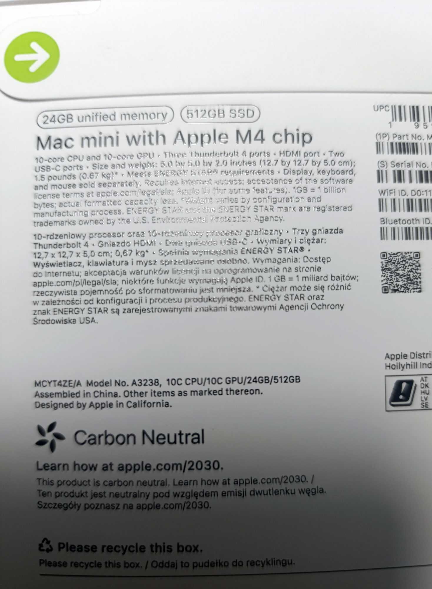 Продавам Apple Mac Mini M4 24GB, 512GB SSD в гаранция до 2026