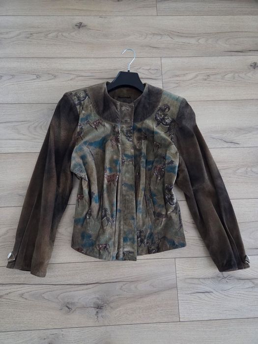 Jacheta piele naturala cu motive de vanatoare