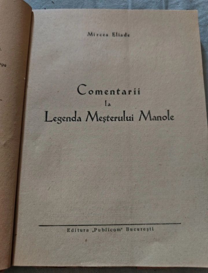 Mircea Eliade - Comentarii la legenda Meșterului Manole.