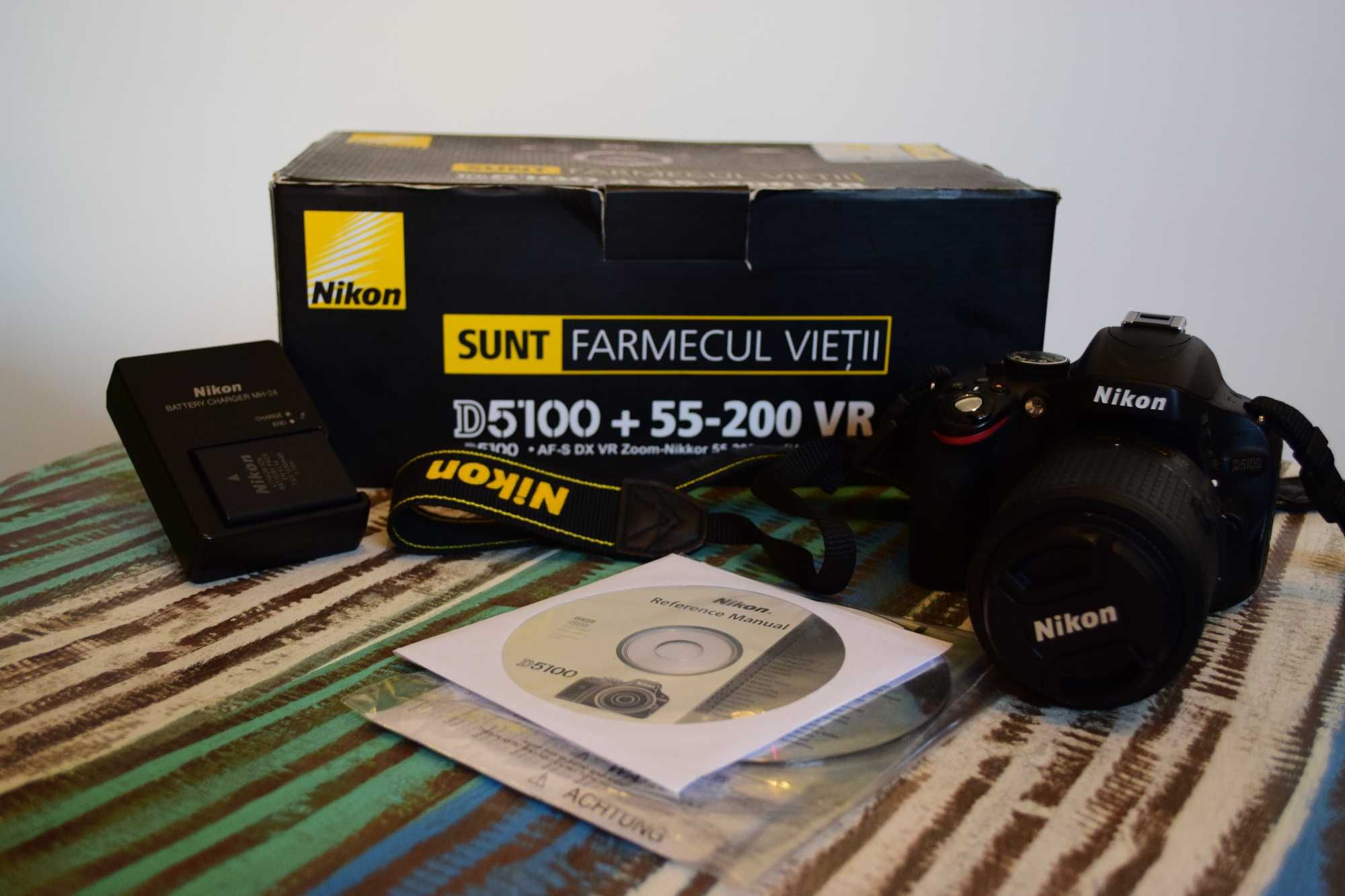 Nikon D5100 + Obiectiv Nikon 55-200mm f/4-5.6G AF-S DX ED VR.