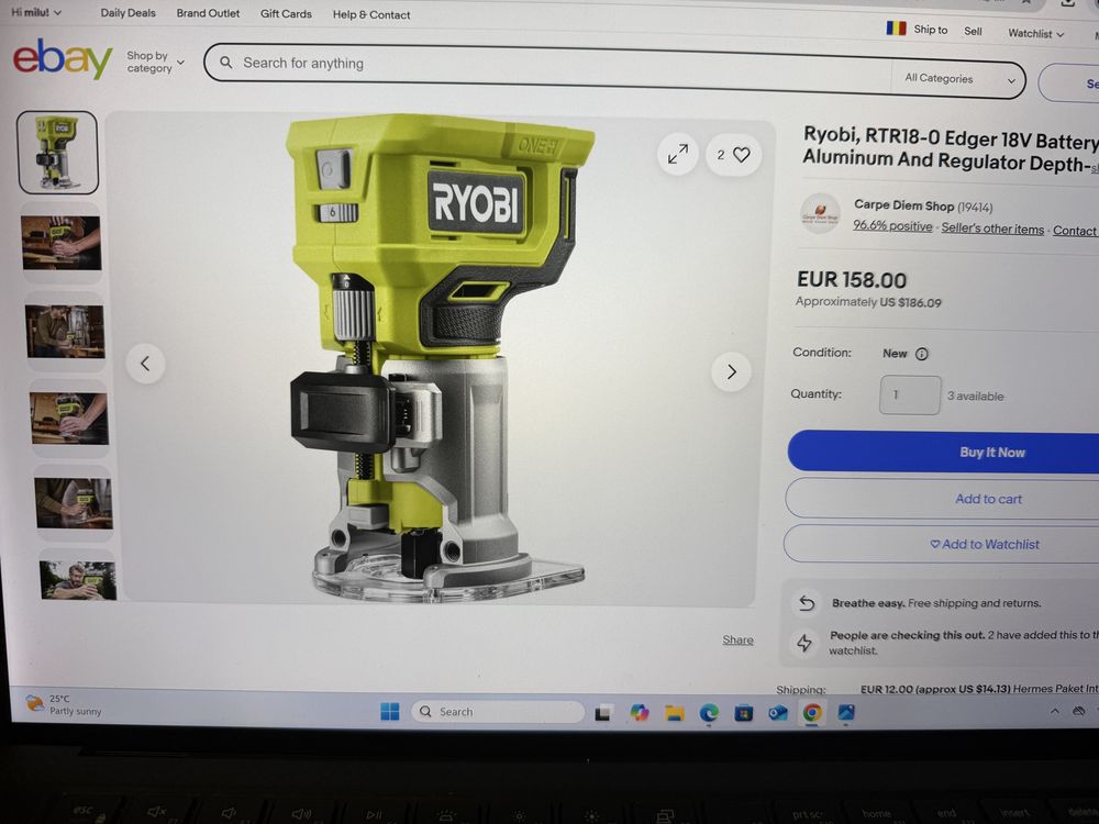 Ryobi-Mașină de frezat  ONE+™ de 18V