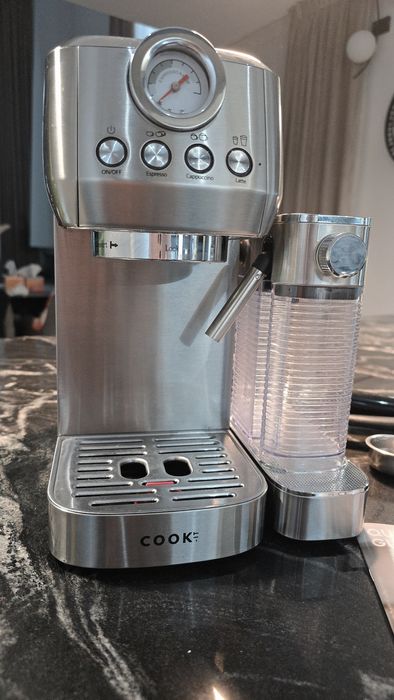 Espressor cafea COOK-IT Inox, 20 Bar, 1350 W, 1, 3L, Pompa italiana, S