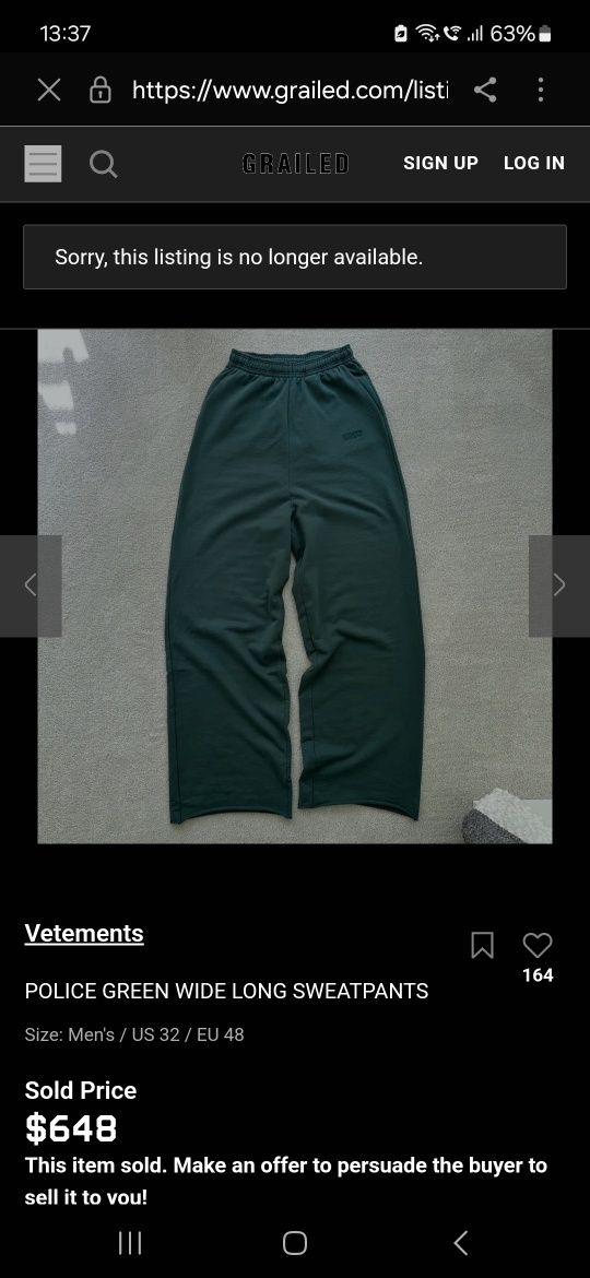 Pantaloni Vetements Police Green