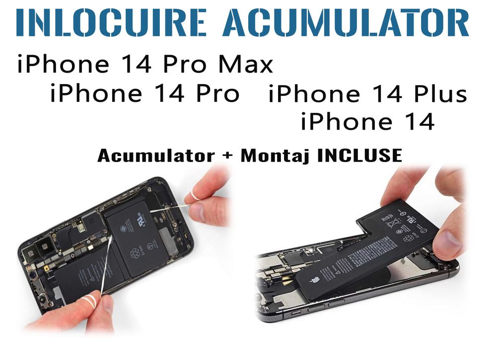 Inlocuire acumulator iPhone 15 14 13 13pro 12 12pro pro max 11 11 pro