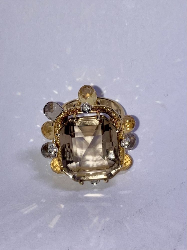 Inel aur 18kt.cu Citrine si diamante