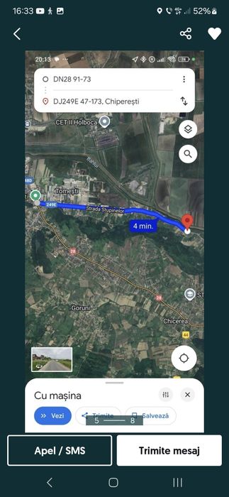 Teren Tomesti  intravilan 1000mp,gaz,apa,canal,asfalt,business