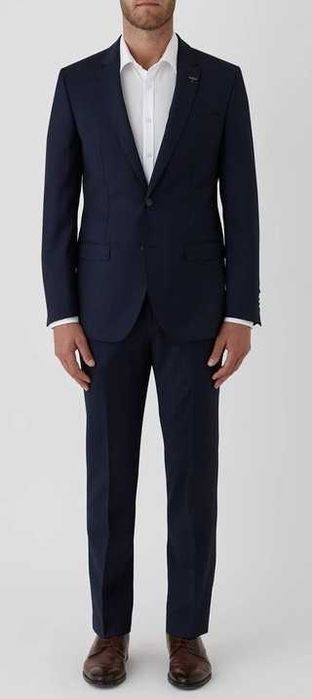 Costum slim 46 S premium Ozel Italy lana respirabila albastru