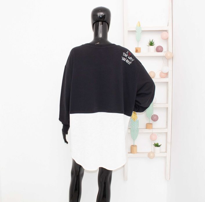 Desigual Disney Mickey Mouse суичър дълъг пуловер черно и бяло XL