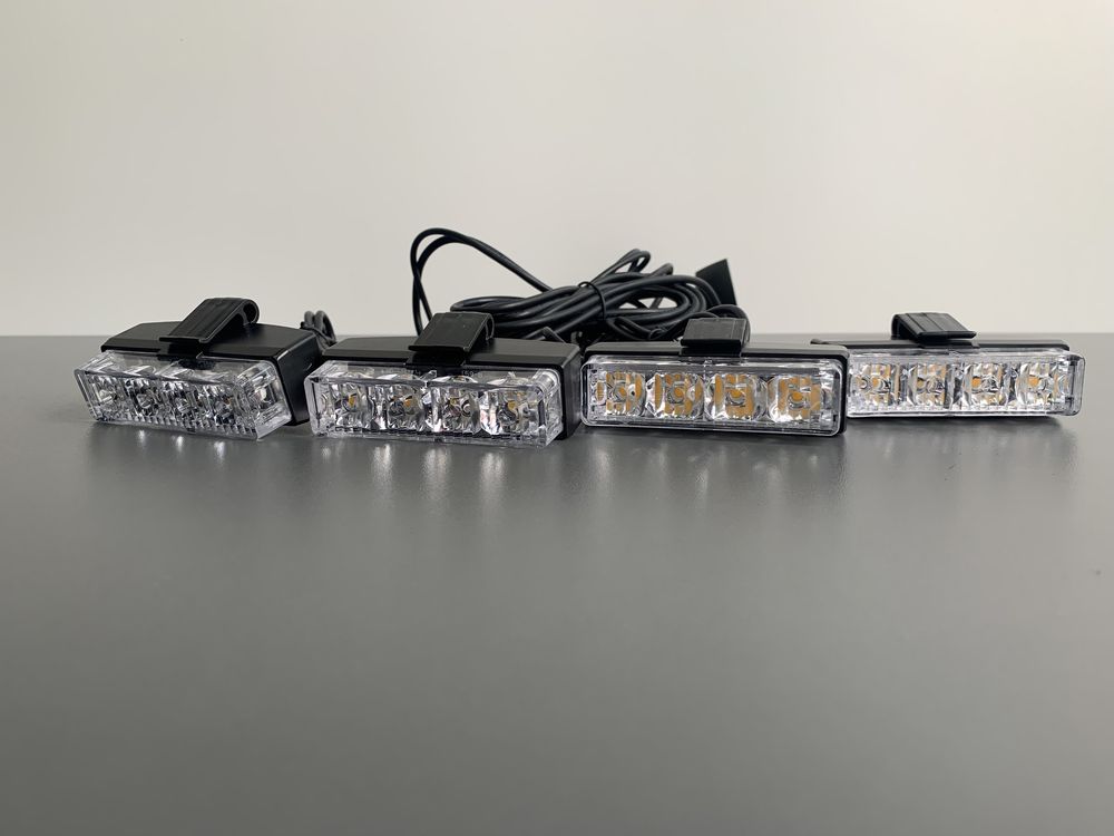 Stroboscoape grila auto LED 4x4 rosu albastru galben