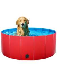 Плувен басейн за кучета с диаметър 80 x 30 см червено син