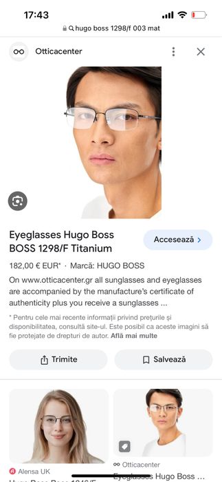 Rame ochelari din titan hugo boss 1298/f 003 mat