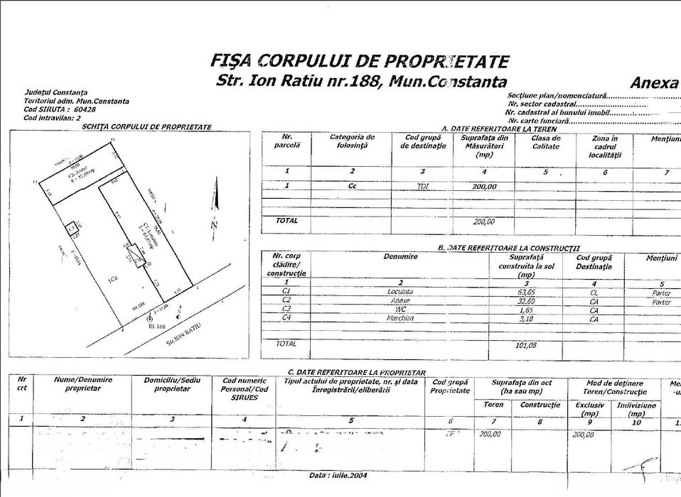 Teren cu casa | Ion Ratiu | Deschidere 10m