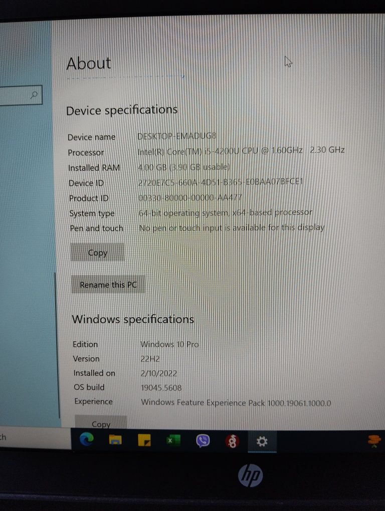 Laptop HP EliteBook/Windows 10 Pro/ MS Office/ Intel Core i5