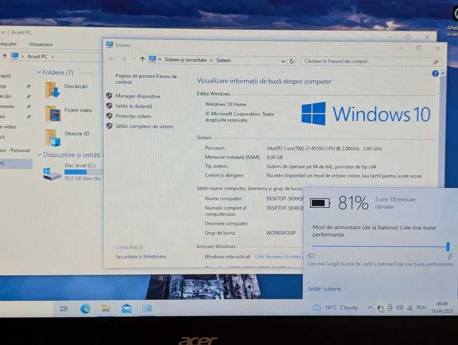 Laptop Acer aspire v 571g, Intel core i7 4510u, nvidia 840m